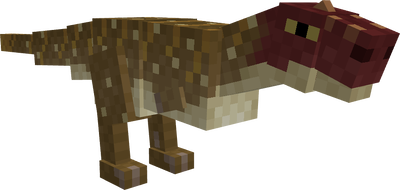 Minecraft mod dinosaur with spotted brown body