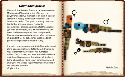 Obamadon gracilis mob entry in a book