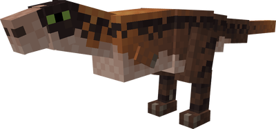 Minecraft dinosaur mob with green eyes