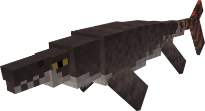 Minecraft Mosasaurus with sharp teeth and fins