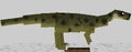 Minecraft-style green dinosaur with dark spots