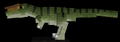 Pixelated green dinosaur mob on black background