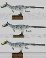 Three variations of a dinosaur mob
