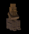 Brown blocky statue on black background