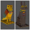 Two ancient Egyptian-themed Minecraft statues