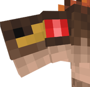 Close-up of a brown dinosaur's head