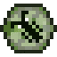 Pixelated green eye with black pupil
