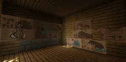 Room with various dinosaur fossil displays