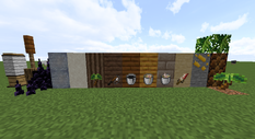 Various blocks and items from a mod