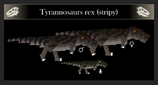 Tyrannosaurus rex (stripy) mob sizes