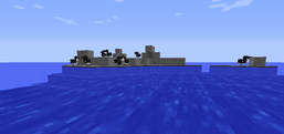 Large battleship structure in the ocean