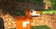 Orange duck mob in Minecraft world