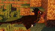Brown dinosaur mob in Minecraft world