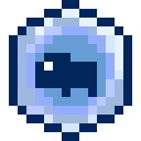 A light blue pixelated fish icon.