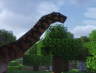 Long-necked dinosaur in a forest biome
