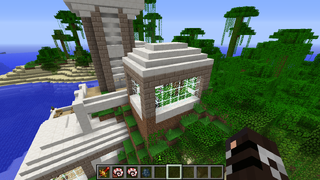 Modern house built on a jungle island
