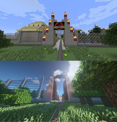 Jurassic Park entrance gate comparison