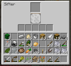 Sifter GUI with various items in inventory