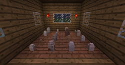 Small room with many gravestones inside