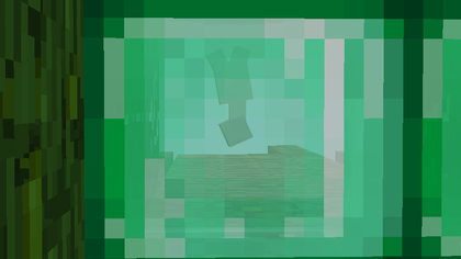 Player falling into a green portal