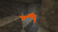 Lava flowing from a cave wall