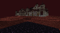 Haunted mansion on a dark red hill