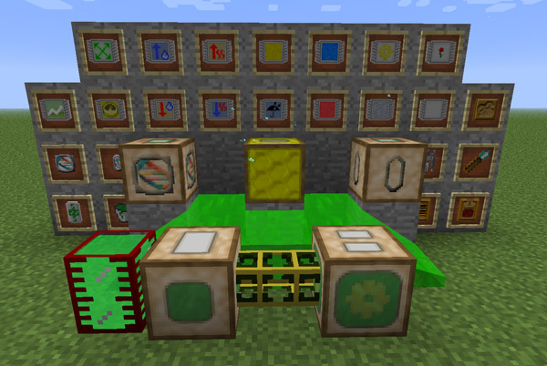 Various blocks and items from a mod