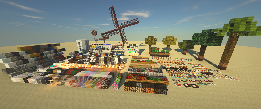 Showcase of various blocks and items