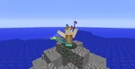 Player on a mountain peak overlooking ocean