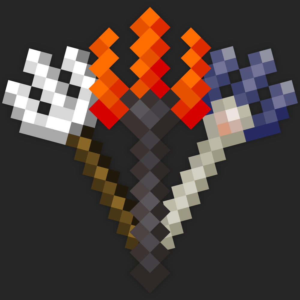 Three different types of pixelated torches