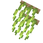Green pixelated plant-like item on black background