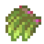 Pixelated green and pink plant-like item