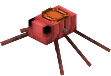 A small, red, pixelated creature.