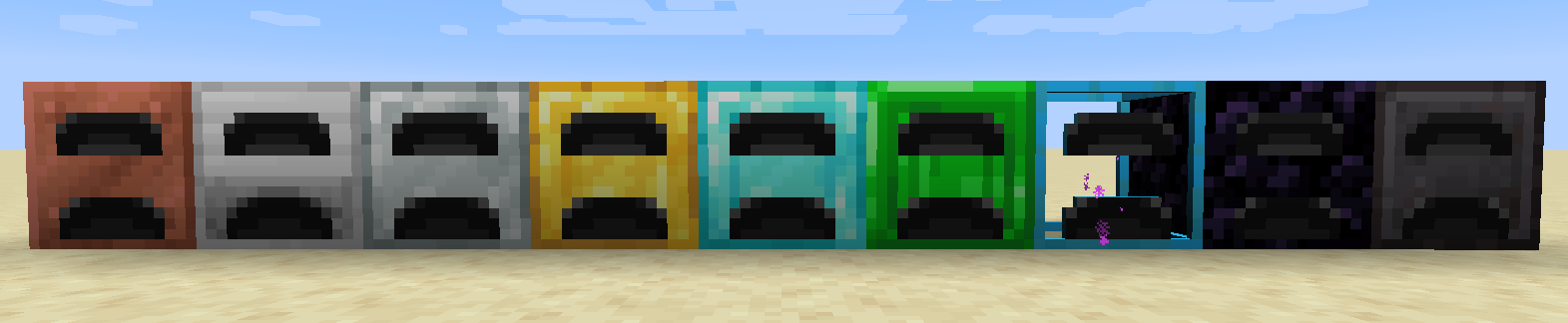 Different tiers of furnaces from a mod