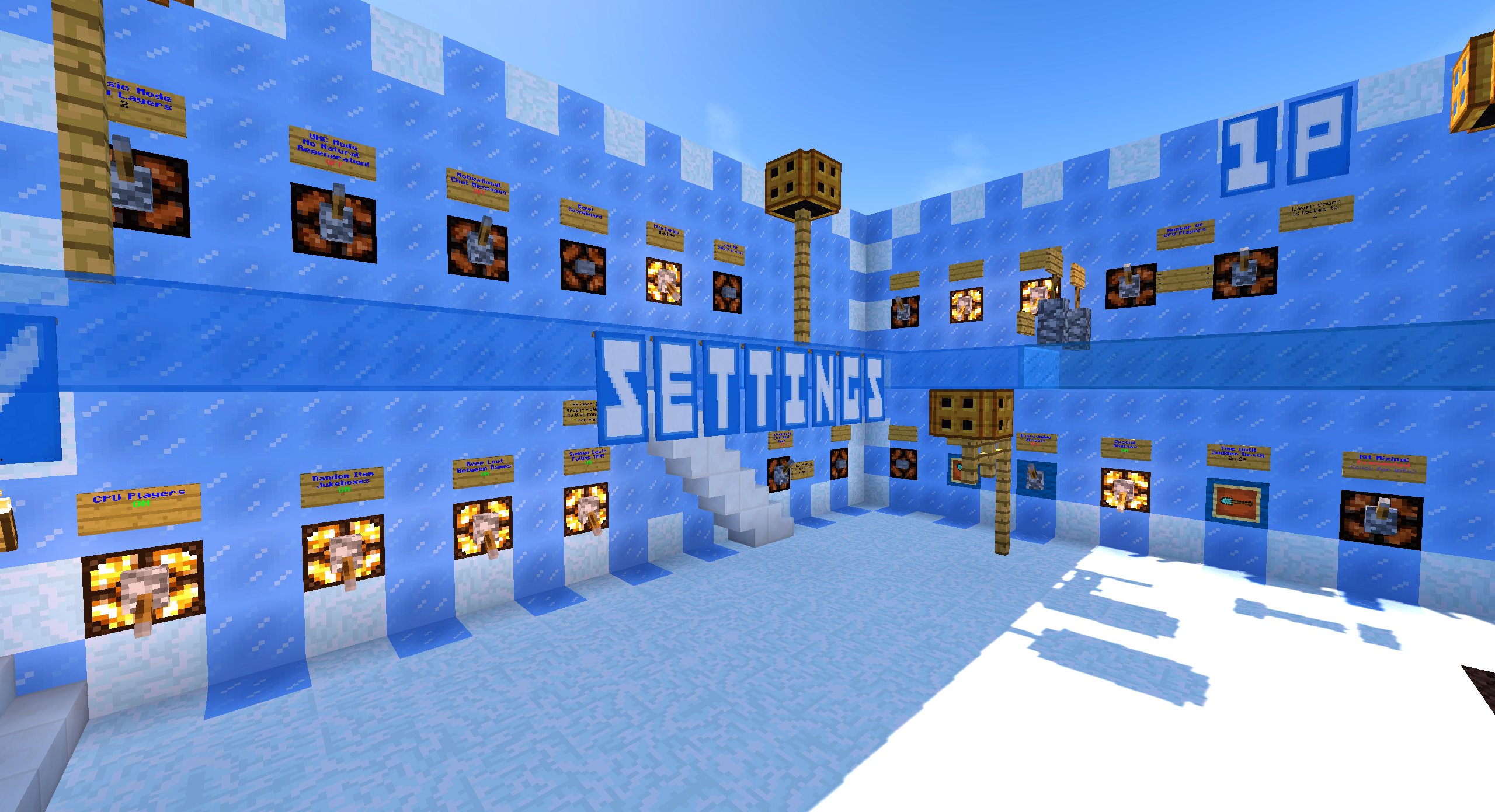 Minecraft mod settings room with levers