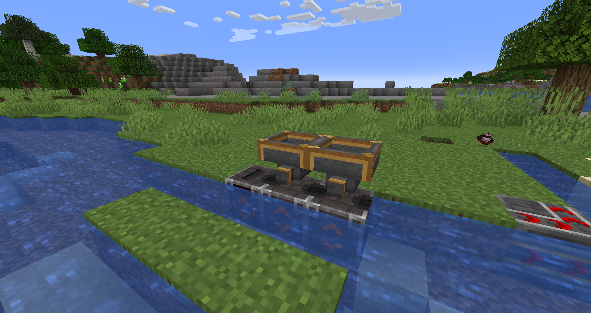 Water wheel generating power in a river