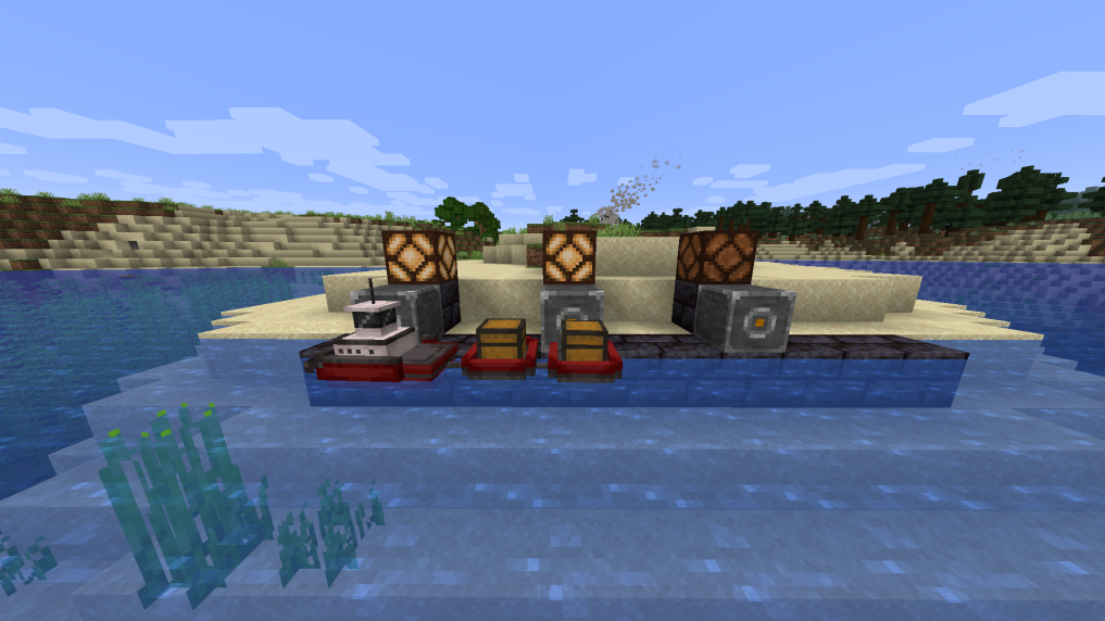 Tugboat and barges with cargo on water
