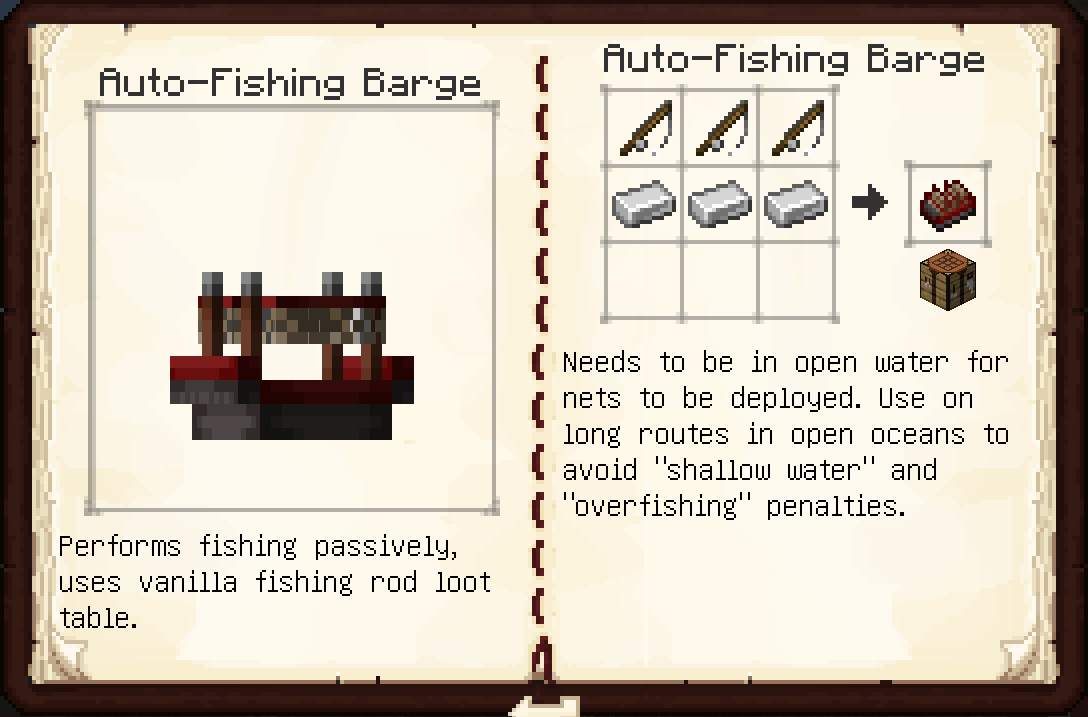 Auto-Fishing Barge item and recipe