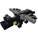 Minecraft-style black dragon with purple eyes