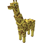 A tall, spotted giraffe mob in Minecraft.