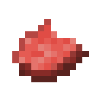 Red pixelated item on black background