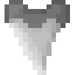 A pixelated white shark tooth item.