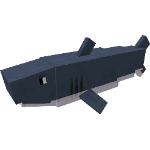 A blocky, dark blue shark mob.