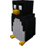 A cute, blocky black and white penguin.