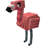 A blocky pink flamingo mob.