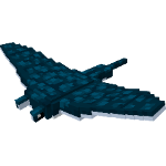 A dark blue flying creature with white underbelly.