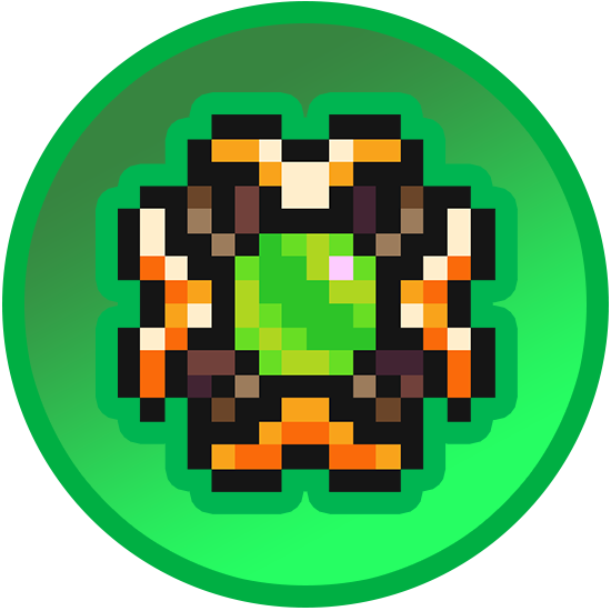 Pixel art icon with green gem