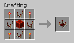 Crafting recipe for a Redstone Repeater