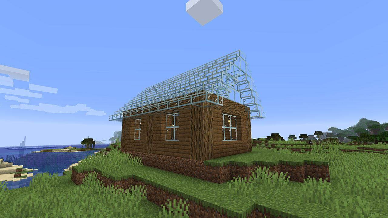 Wooden house with glass roof