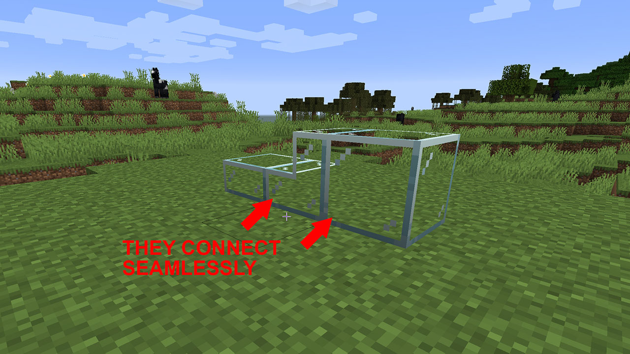 Glass blocks connecting seamlessly in Minecraft